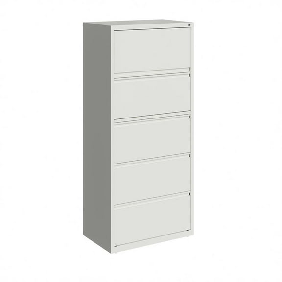 Pemberly Row 30-in Wide 5 Drawer Metal Lateral Filing Cabinet White