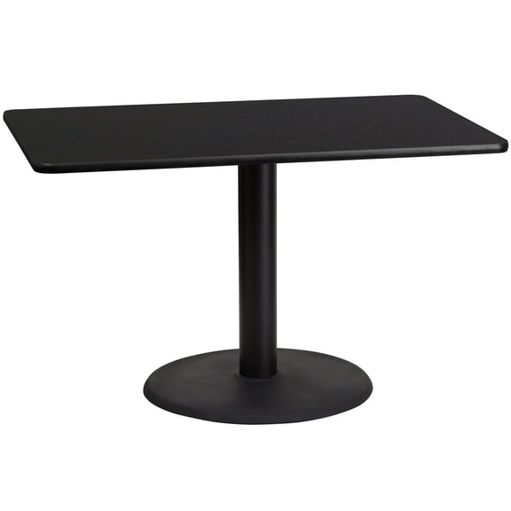 Pemberly Row 30" x 48" Restarant Dining Table in Black and Mahogany