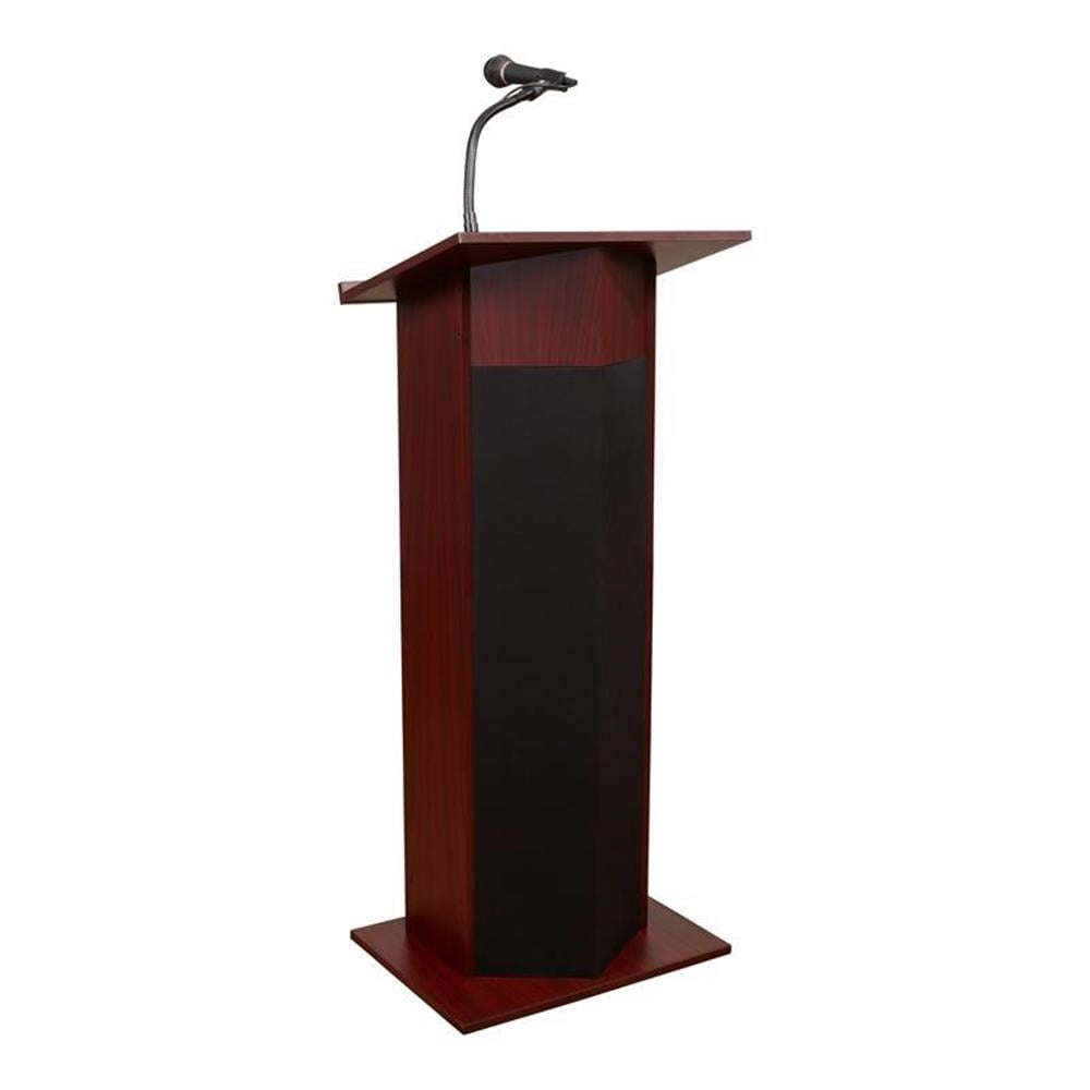 Mahogany 30W Modern Wood Lectern with Microphone