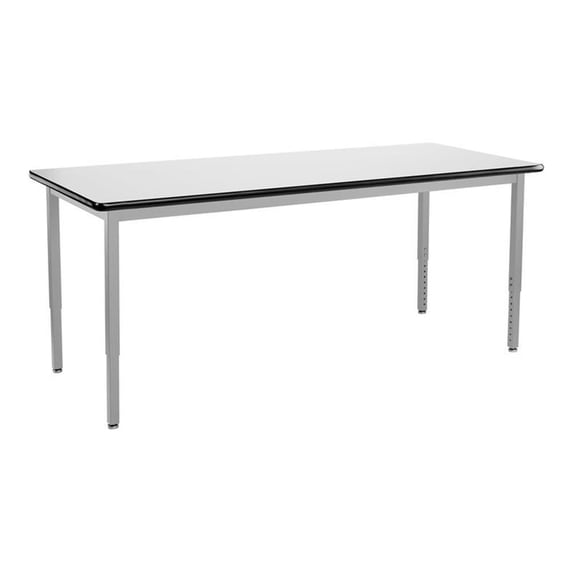 Pemberly Row 30x72" Height Adjustable Metal Heavy Duty Table in White
