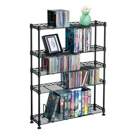 Pemberly Row 31" 5-Tier Adjustable Multimedia Storage Rack in Black