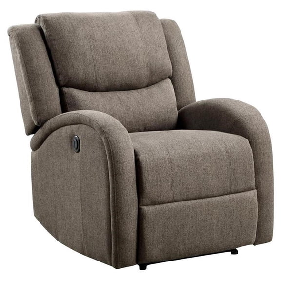 Pemberly Row 31" Contemporary Chenille Power Reclining Chair in Brown