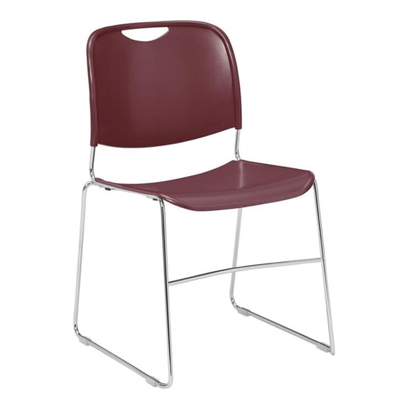 Pemberly Row 31" Modern Ultra-Compact Plastic Stack Chair in Wine Red