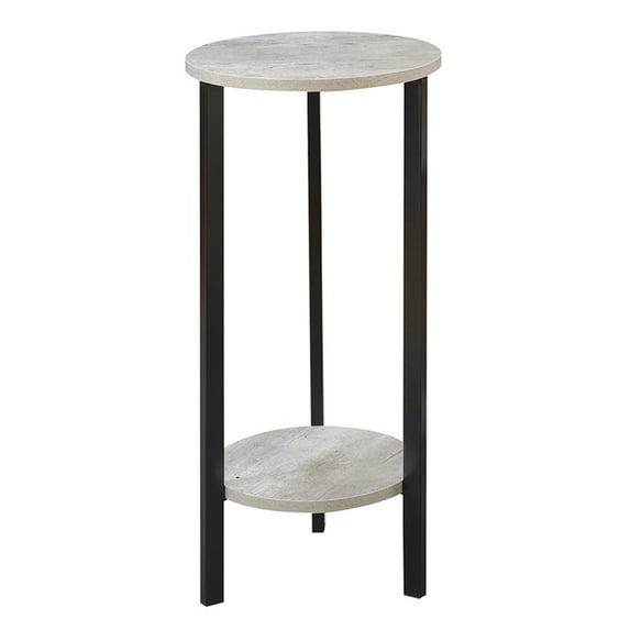 Pemberly Row 31" Plant Stand in Gray Faux Birch Wood and Black Metal Frame