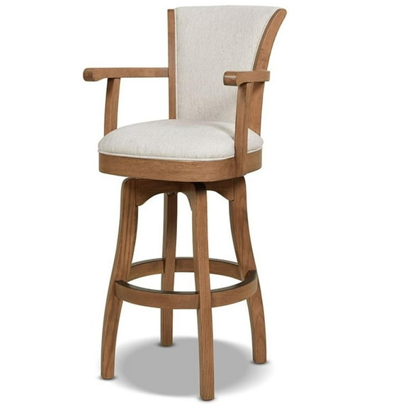 Pemberly Row 31" Swivel Bar Stool with Armrests White Pepper