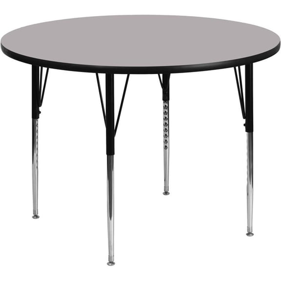 Pemberly Row 31" x 42" Round Thermal Fused Top Activity Table in Gray