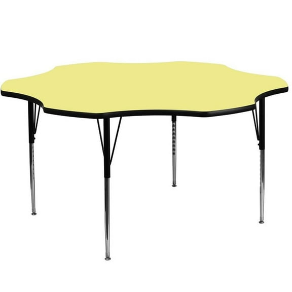 Pemberly Row 31" x 60" Flower Thermal Fused Top Activity Table in Yellow