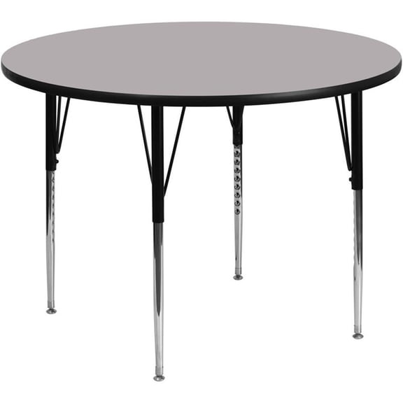 Pemberly Row 31" x 60" Round Thermal Fused Top Activity Table in Gray