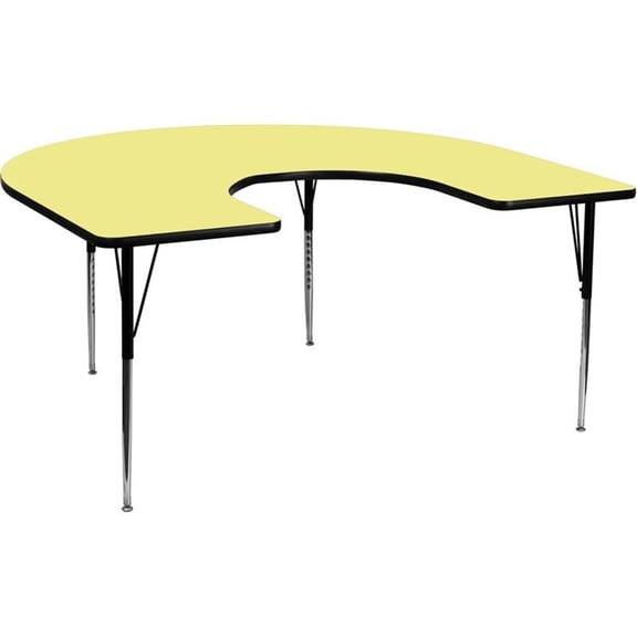 Pemberly Row 31" x 66" Horseshoe Thermal Fused Top Activity Table in Yellow