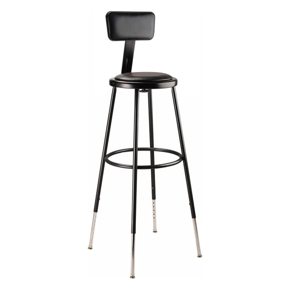 Pemberly Row 32-39" Modern Metal Heavy Duty Stool with Backrest in Black