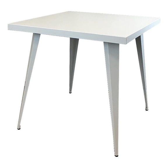 Pemberly Row 32" Dining Table with Square Metal Top & Tapered Legs in White