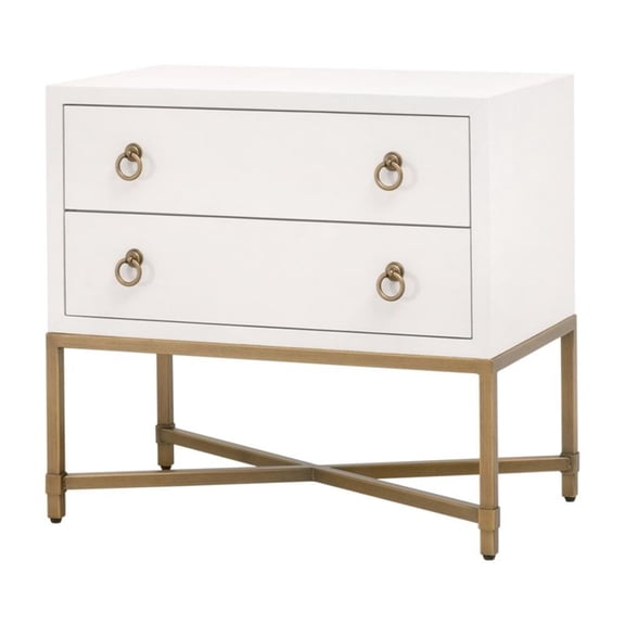 Pemberly Row 32" Faux Shagreen Gold X-Base 2-Drawer Nightstand