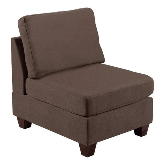Pemberly Row 32" Modular Armless Sofa Chair with Reversible Cushions in Brown
