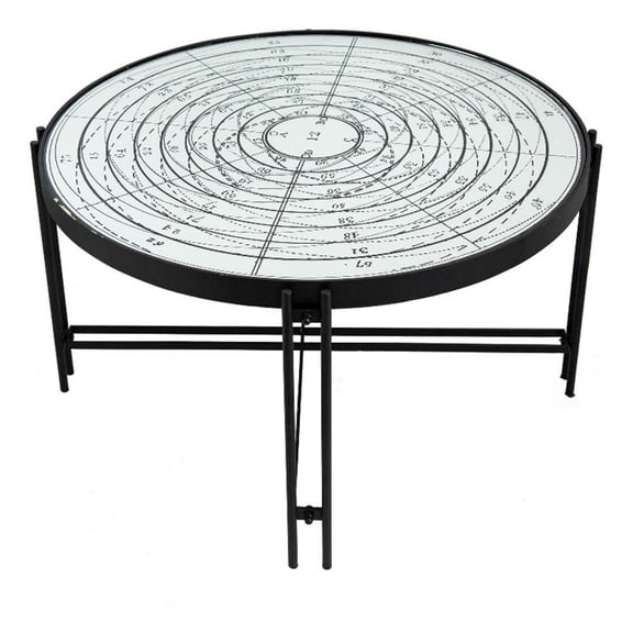 Pemberly Row 32" Nautical Mirror Top Coffee Table Vintage Compass Design
