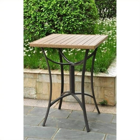 Pemberly Row 32" Patio Pub Table in Antique Brown