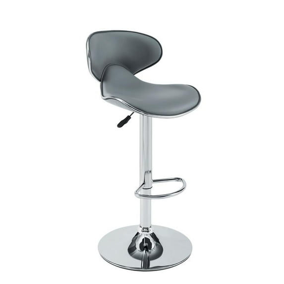 Pemberly Row 32" Swivel Adjustable Gaslift Metal Barstool in Gray/Chrome