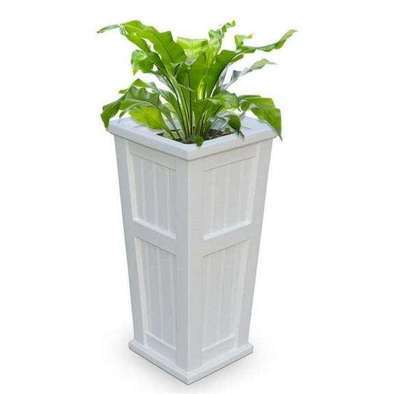 Pemberly Row 32" Tall Weatherproof Coastal Plastic Planter in White