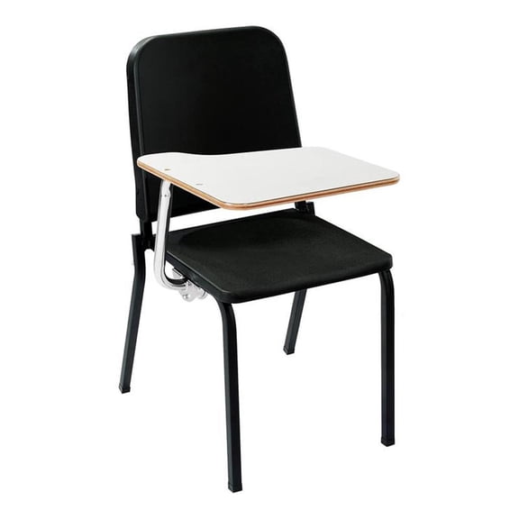 Pemberly Row 33.5" Right Plastic Melody Music Stack Chair in Black