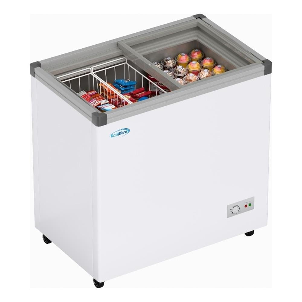 Pemberly Row 33" Flat Top Ice Cream Display Freezer 7 cu. ft. Capacity in White