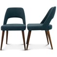 thumbnail image 1 of Pemberly Row 34.5"H Mid-Century Fabric Dining Chair in Blue (Set of 2), 1 of 10