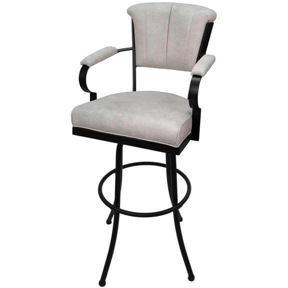 Pemberly Row 34" Extra Tall Metal Bar Stools in Outlier Stucco Smoke and Black