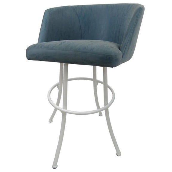 Pemberly Row 34" Extra Tall Swivel Stool in Topaz Turquoise Vinyl and White