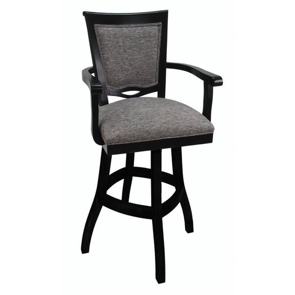 Pemberly Row 34" Swivel Solid Wood Extra Tall Bar Stool in Mojave Gray