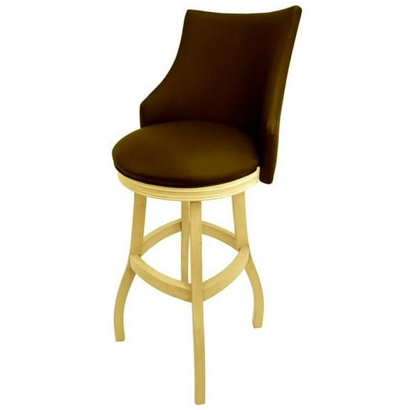 Pemberly Row 34" Swivel Wood Extra Tall Bar Stool in Brown/Beige