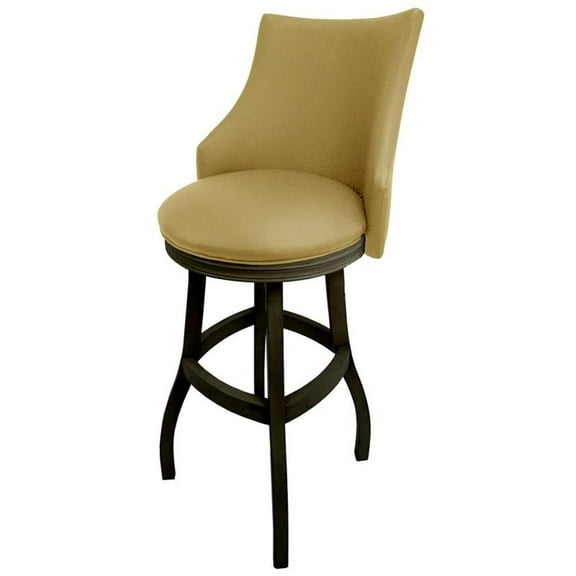 Pemberly Row 34" Swivel Wood Extra Tall Bar Stool in Tan/ Shadow