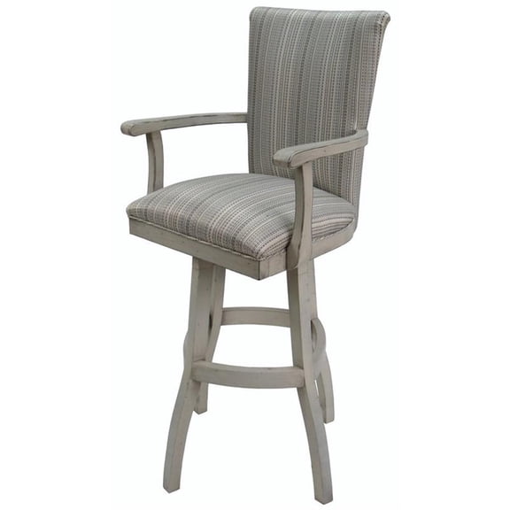 Pemberly Row 34" Swivel Wood Extra Tall Bar Stool with Arms in Natural Fun
