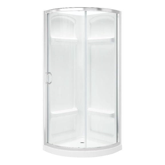 Pemberly Row 35"x35"x73" 3-Piece Round Corner Shower Kit in Chrome