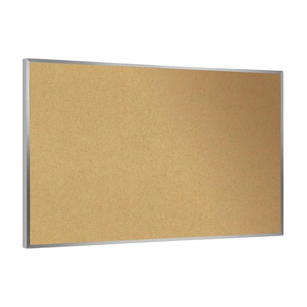Pemberly Row 36.0" x 46.5" Silver Aluminum Frame Natural Cork Bulletin Board