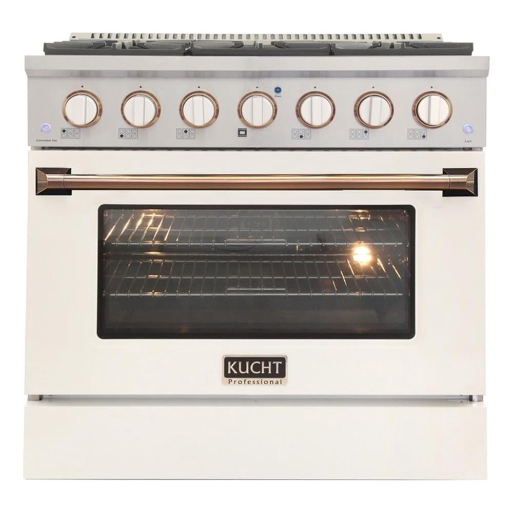 Pemberly Row 36" 5.2. Dual Fuel Range Propane Gas in Silver Gold Handle