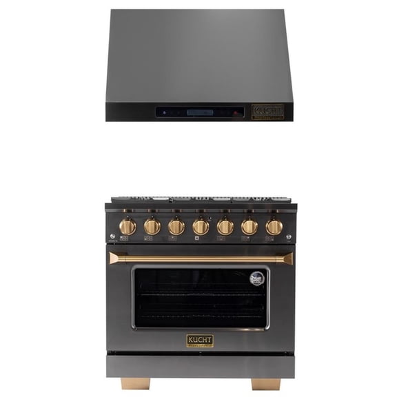 Pemberly Row 36" 5.2 Natural Gas Range in Titanium & Under Cabinet Range Hood