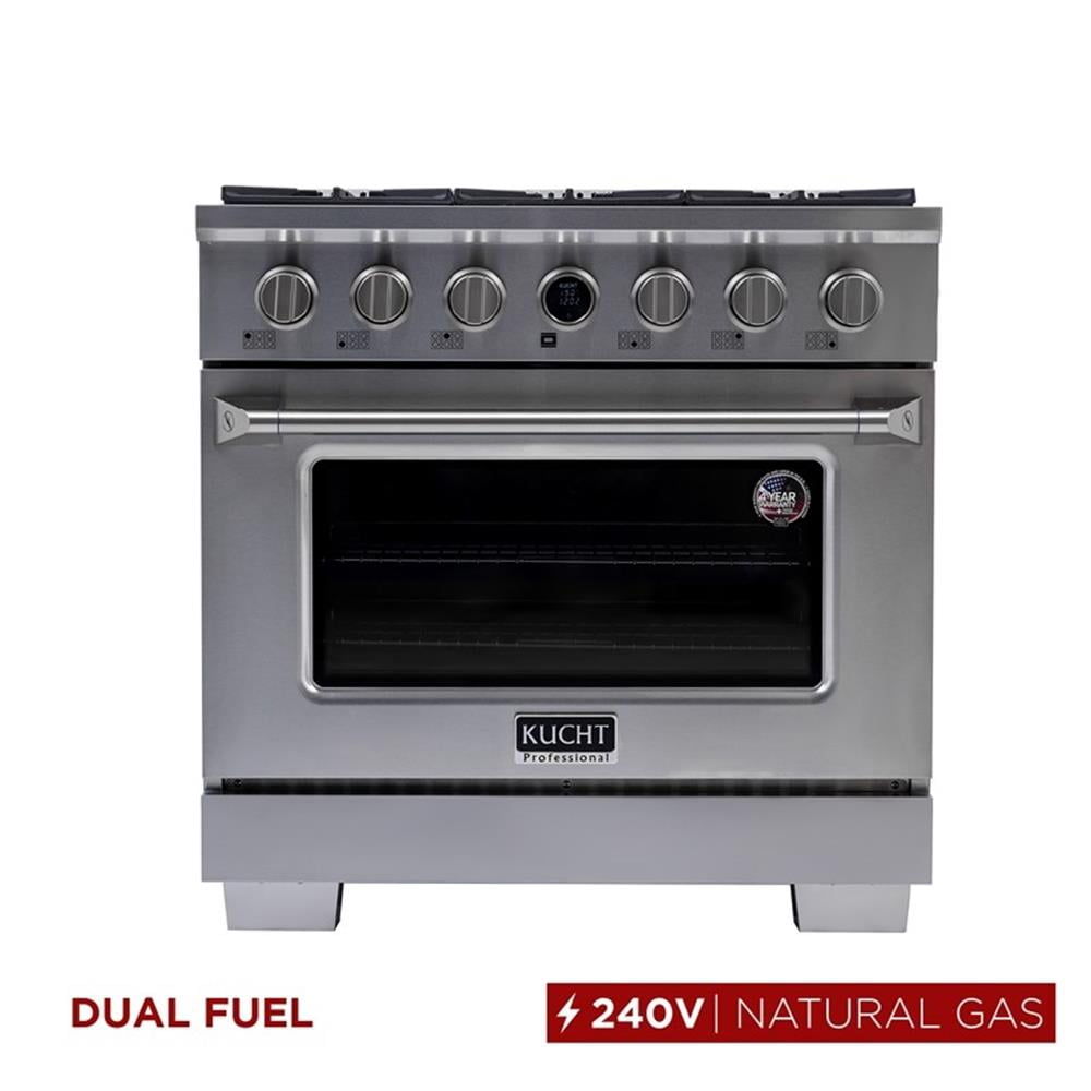 Pemberly Row 36" 5.2 cu. ft. 6 Burners Dual Fuel Range for Natural Gas in Steel