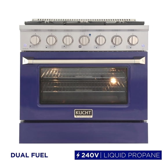 Pemberly Row 36" 5.2 cu. ft Blue Dual Fuel Range for Natural Gas Sealed Burners