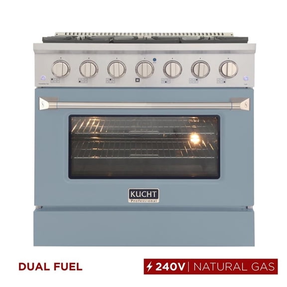 Pemberly Row 36" 5.2 cu. ft Dual Fuel Range Natural Gas Sealed Burners in Blue