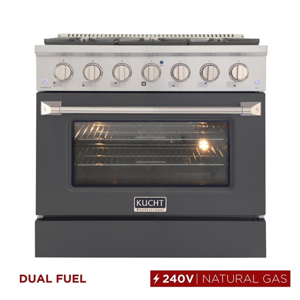 Pemberly Row 36" 5.2 cu. ft Dual Fuel Range Natural Gas Sealed Burners in Grey
