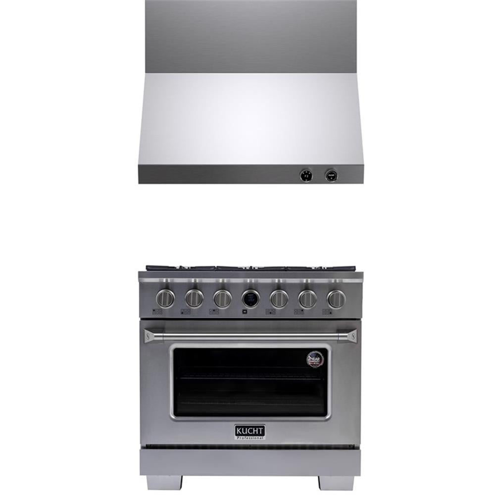 Pemberly Row 36" 5.2 cu. ft. Dual Fuel Range Natural Gas & Wall Mount Range Hood