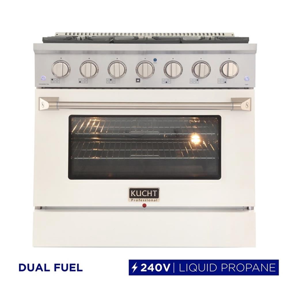 Pemberly Row 36" 5.2 cu. ft Dual Fuel Range Propane Gas Sealed Burners in White