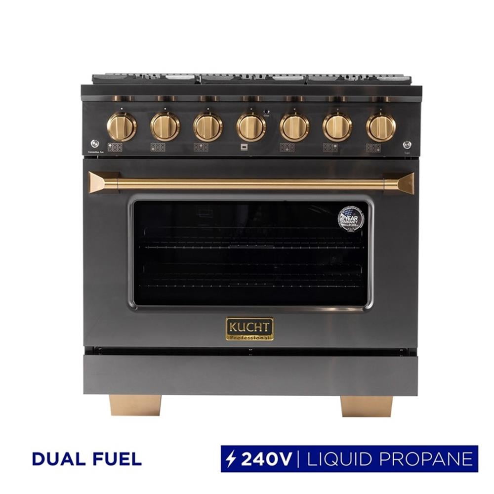 Pemberly Row 36" 5.2 cu. ft. Dual Fuel Range for Propane Gas in Titanium Steel
