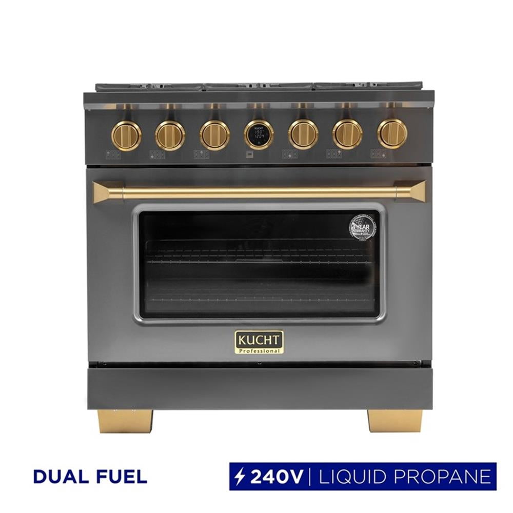 Pemberly Row 36" 5.2 cu. ft. Dual Fuel Range for Propane Gas in Titanium