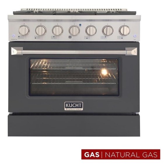 Pemberly Row 36" 5.2 cu. ft. Natural Gas Range w/ Convection Oven in Cement Gray