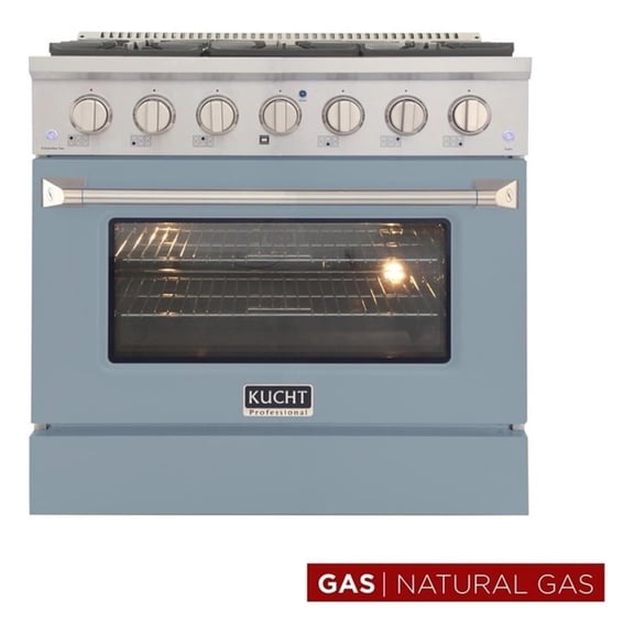 Pemberly Row 36" 5.2 cu. ft. Natural Gas Range w/ Convection Oven in Light Blue