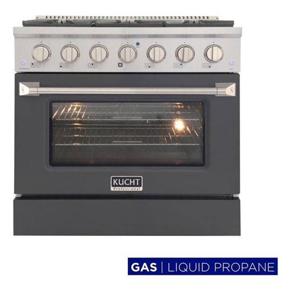 Pemberly Row 36" 5.2 cu. ft. Propane Gas Range w/ Convection Oven in Cement Gray