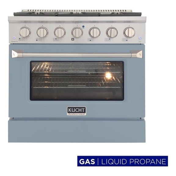 Pemberly Row 36" 5.2 cu. ft. Propane Gas Range w/ Convection Oven in Light Blue