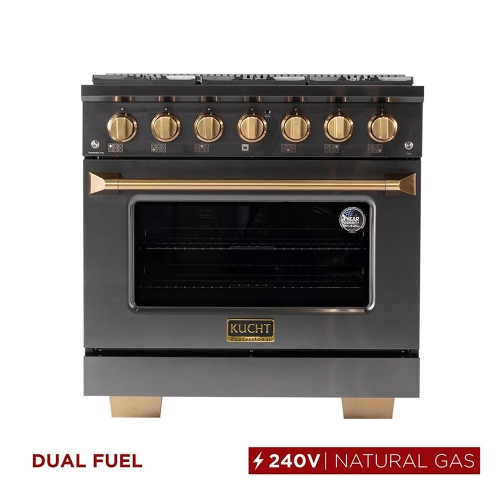 Pemberly Row 36" 5.2 cu. ft. Titanium Dual Fuel Range Natural Gas Sealed Burners