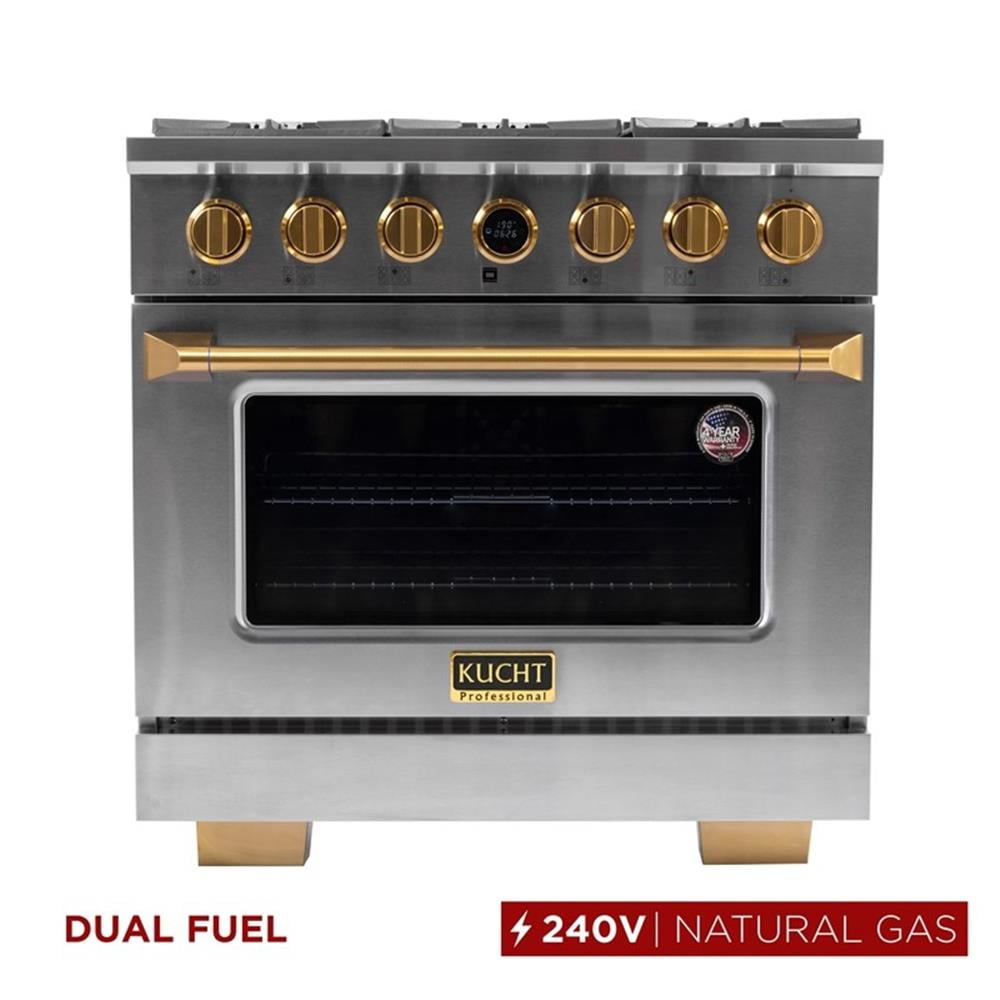 Pemberly Row 36" 5.2cu. ft. Steel 6 Burners Dual Fuel Range for Natural Gas