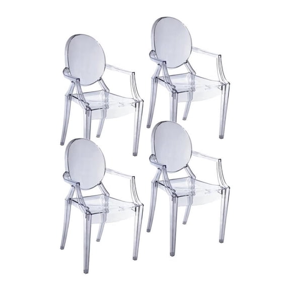 Pemberly Row 36.5" Bentley Arm Plastic Dining Chair in Clear (Set of 4)