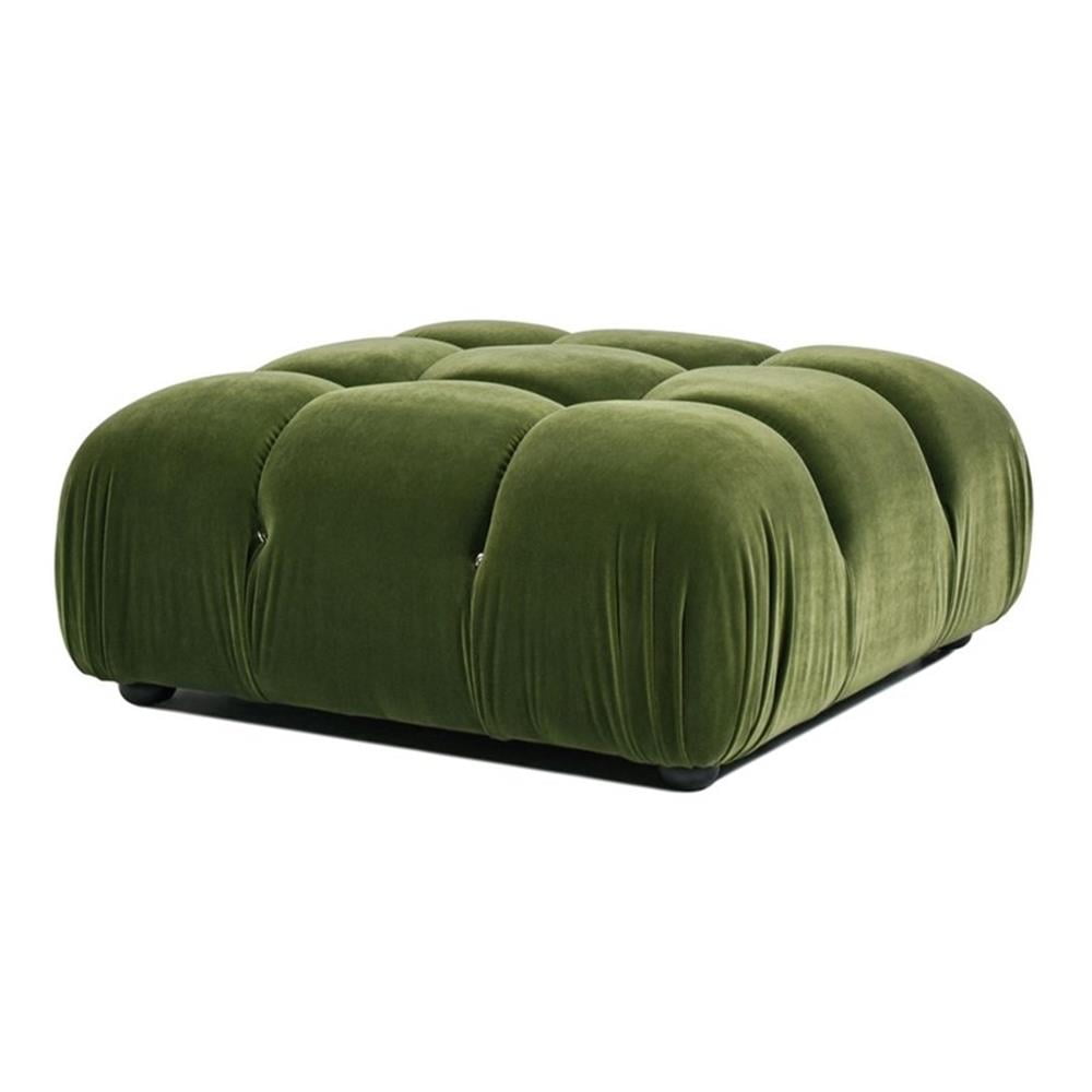 Olive Green Velvet Tufted Modular Cocktail Ottoman